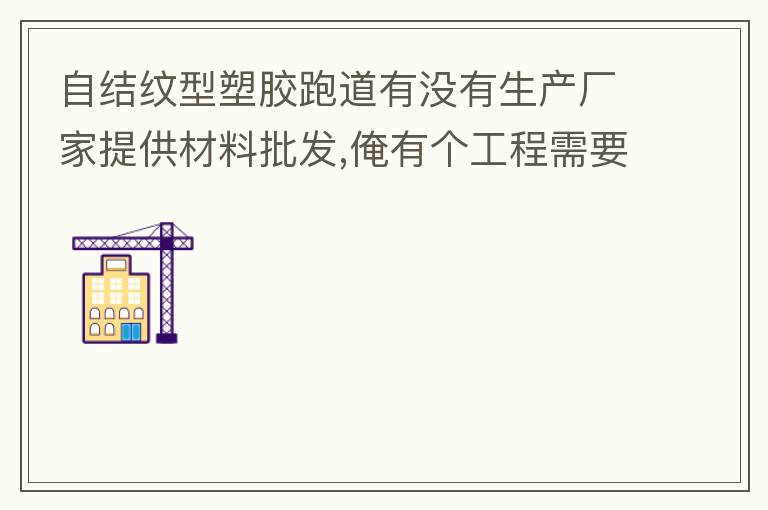 自結紋型塑膠跑道有沒有生產廠家提供材料批發,俺有個工程需要施工方案,施工方法,有沒有施工工藝提供？