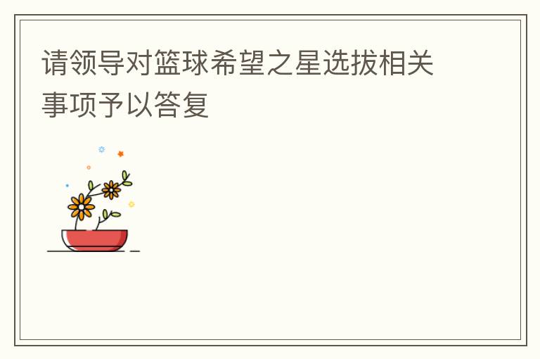 請領導對籃球希望之星選拔相關事項予以答復