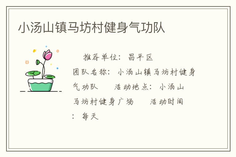 小湯山鎮馬坊村健身氣功隊