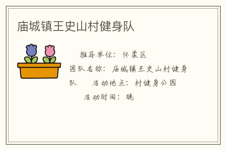 廟城鎮王史山村健身隊