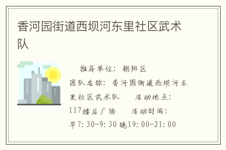 香河園街道西壩河東里社區武術隊