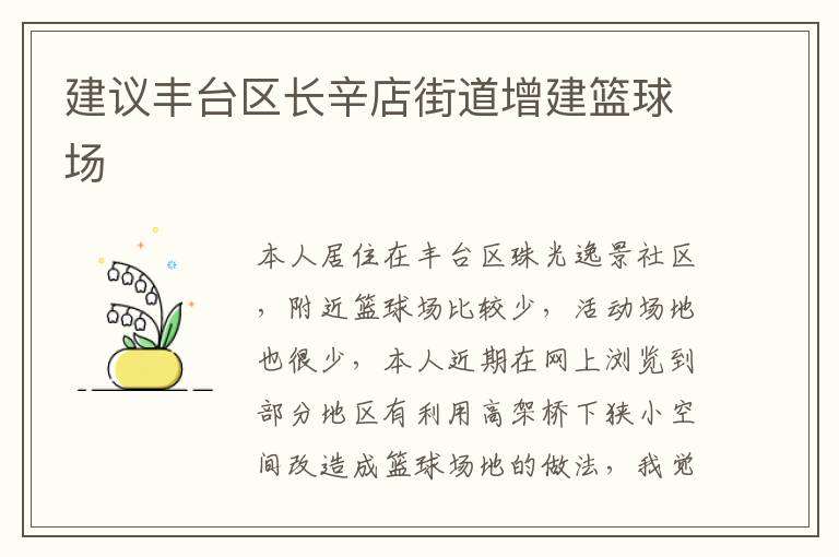 建議豐臺區長辛店街道增建籃球場