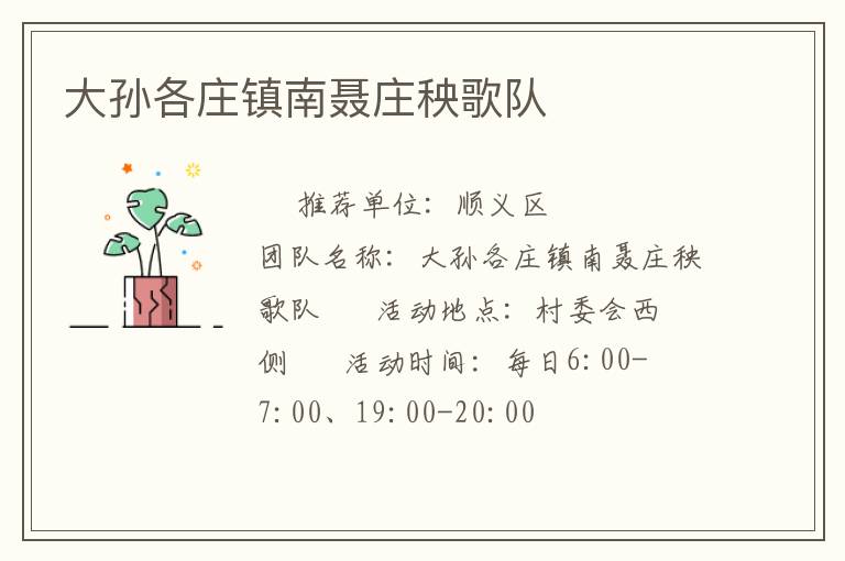 大孫各莊鎮南聶莊秧歌隊