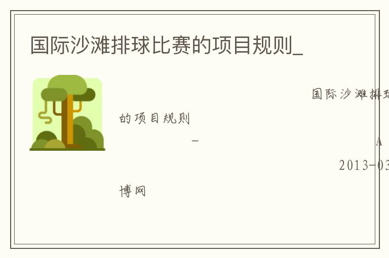 國際沙灘排球比賽的項目規則_