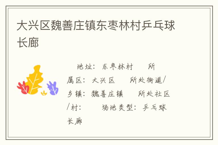大興區魏善莊鎮東棗林村乒乓球長廊