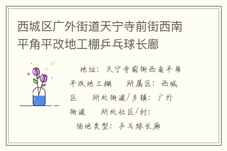西城區廣外街道天寧寺前街西南平角平改地工棚乒乓球長廊
