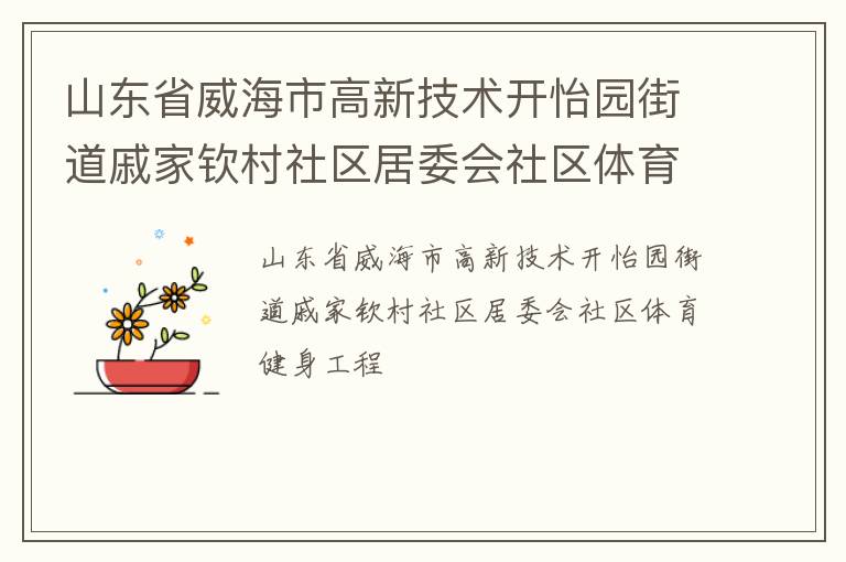 山東省威海市高新技術開怡園街道戚家欽村社區居委會社區體育健身工程