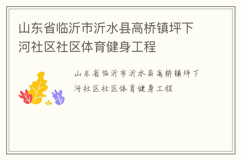 山東省臨沂市沂水縣高橋鎮坪下河社區社區體育健身工程