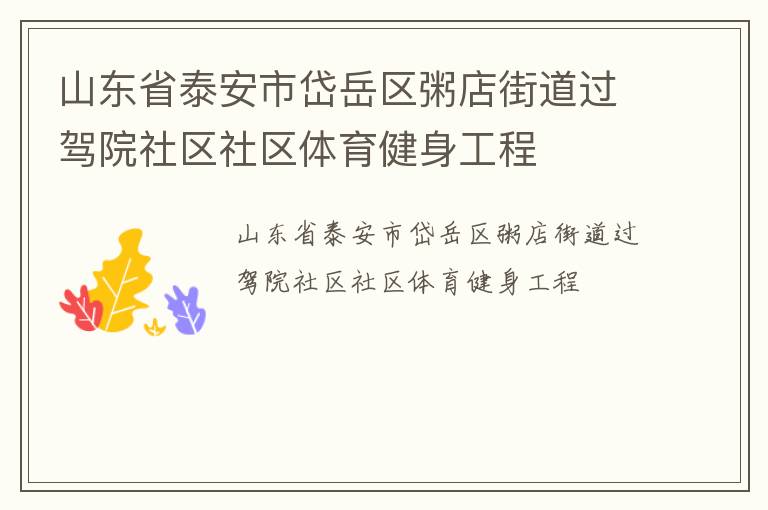 山東省泰安市岱岳區粥店街道過駕院社區社區體育健身工程