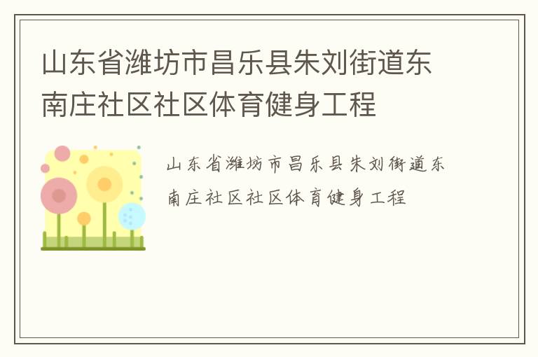 山東省濰坊市昌樂縣朱劉街道東南莊社區社區體育健身工程