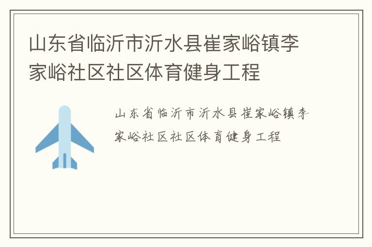 山東省臨沂市沂水縣崔家峪鎮李家峪社區社區體育健身工程
