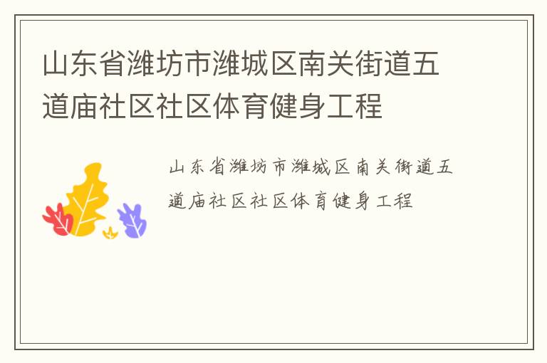 山東省濰坊市濰城區南關街道五道廟社區社區體育健身工程