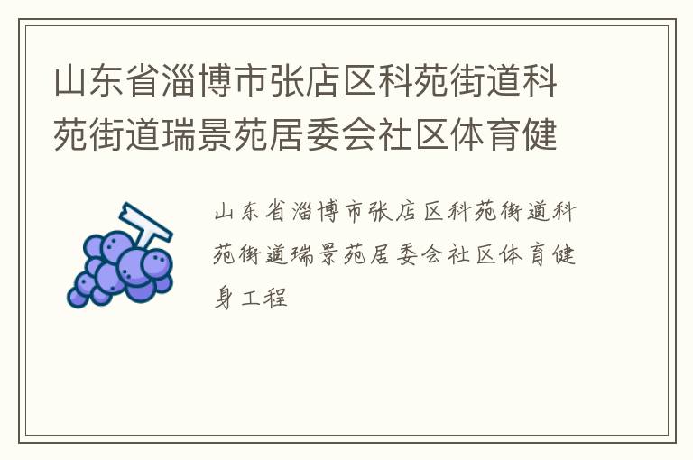 山東省淄博市張店區科苑街道科苑街道瑞景苑居委會社區體育健身工程