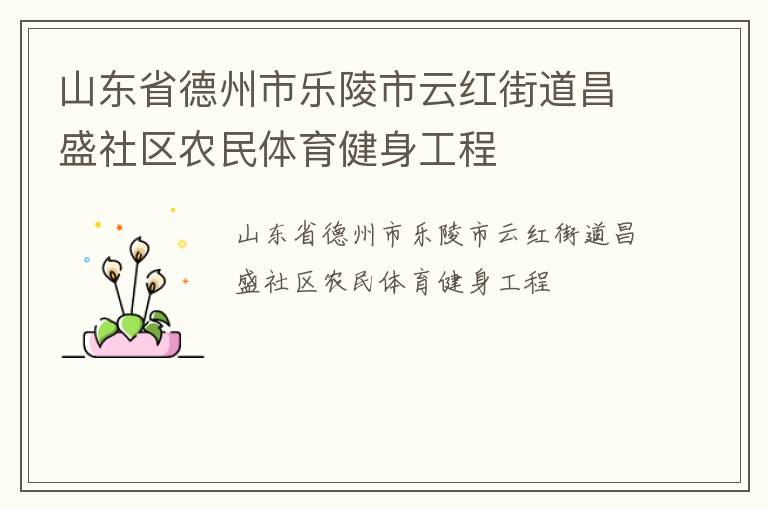 山東省德州市樂陵市云紅街道昌盛社區農民體育健身工程
