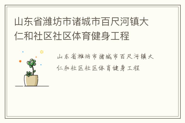 山東省濰坊市諸城市百尺河鎮大仁和社區社區體育健身工程