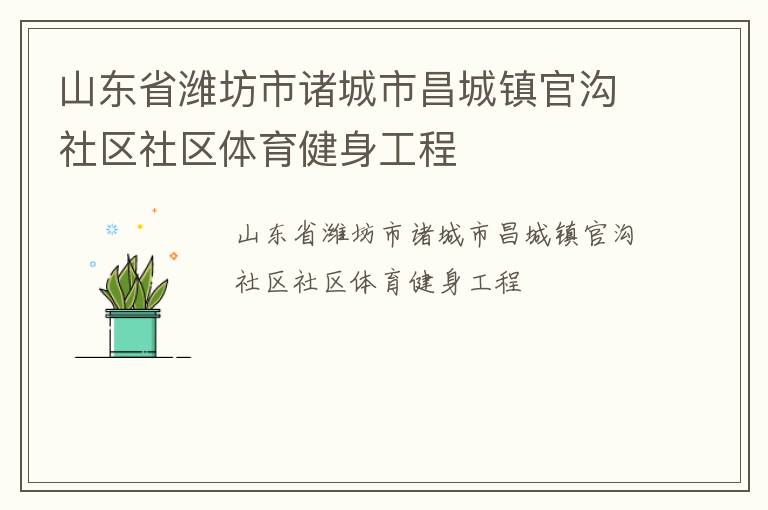 山東省濰坊市諸城市昌城鎮官溝社區社區體育健身工程