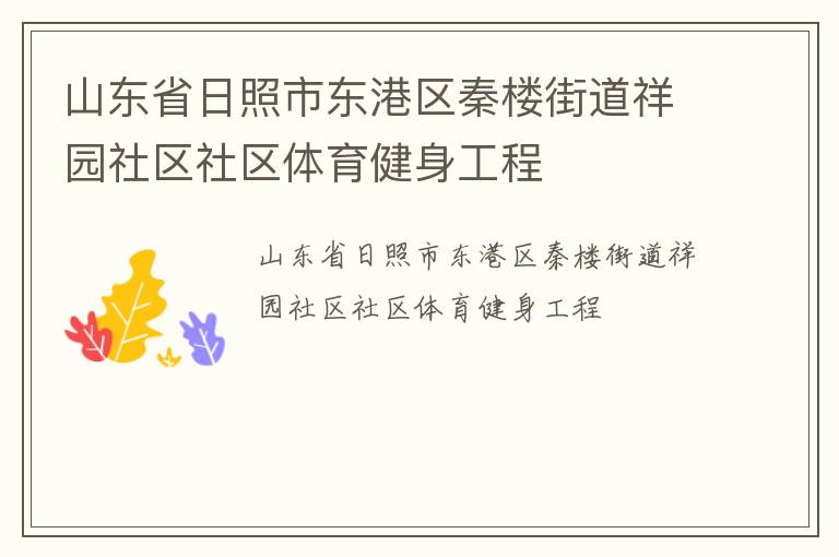 山東省日照市東港區秦樓街道祥園社區社區體育健身工程