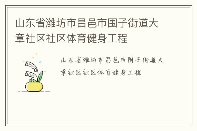 山東省濰坊市昌邑市圍子街道大章社區社區體育健身工程