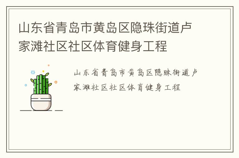 山東省青島市黃島區隱珠街道盧家灘社區社區體育健身工程