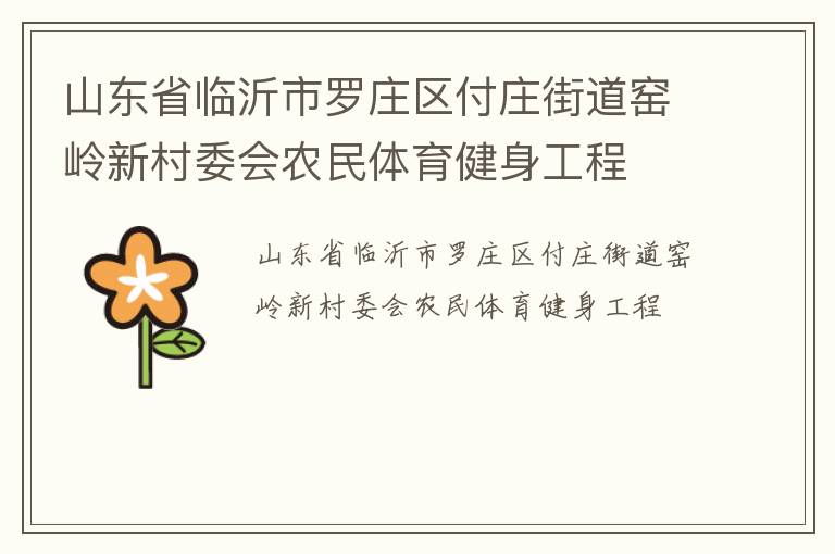 山東省臨沂市羅莊區付莊街道窯嶺新村委會農民體育健身工程