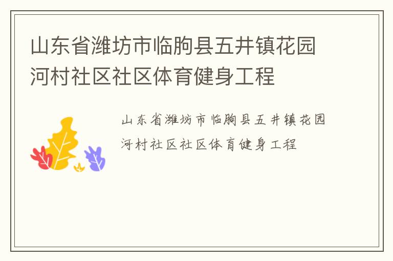 山東省濰坊市臨朐縣五井鎮花園河村社區社區體育健身工程