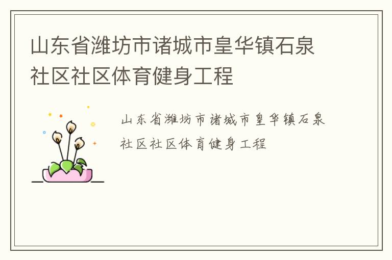 山東省濰坊市諸城市皇華鎮石泉社區社區體育健身工程