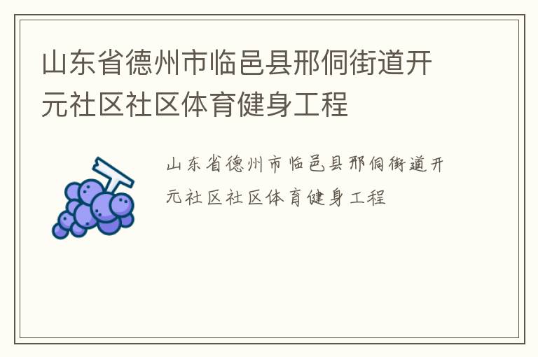 山東省德州市臨邑縣邢侗街道開元社區(qū)社區(qū)體育健身工程