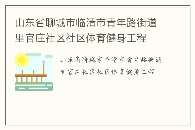 山東省聊城市臨清市青年路街道里官莊社區社區體育健身工程