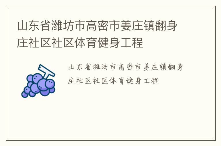 山東省濰坊市高密市姜莊鎮翻身莊社區社區體育健身工程