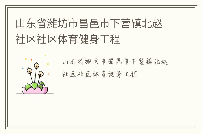 山東省濰坊市昌邑市下營鎮北趙社區社區體育健身工程