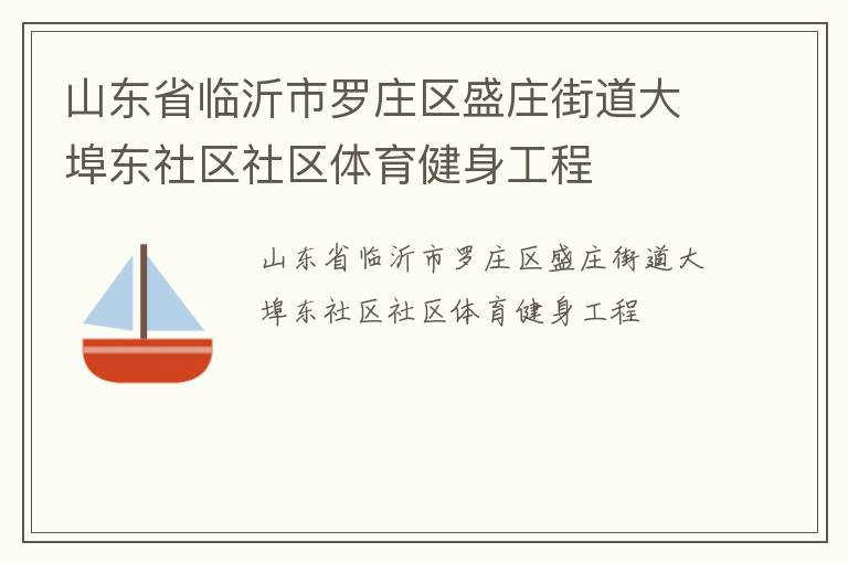 山東省臨沂市羅莊區盛莊街道大埠東社區社區體育健身工程