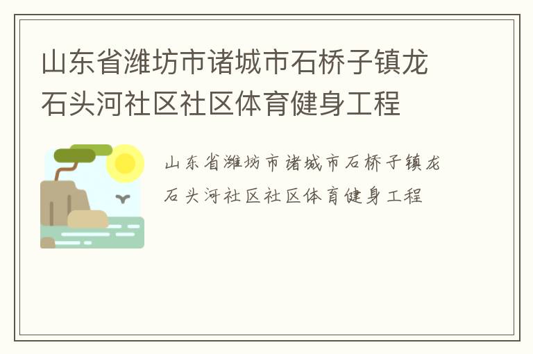 山東省濰坊市諸城市石橋子鎮龍石頭河社區社區體育健身工程