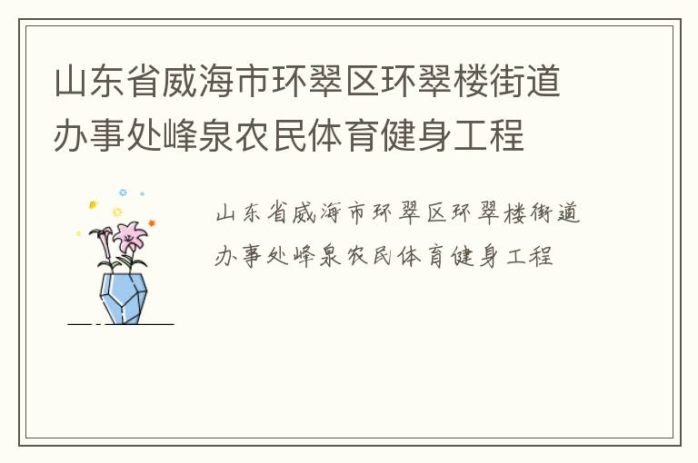 山東省威海市環翠區環翠樓街道辦事處峰泉農民體育健身工程