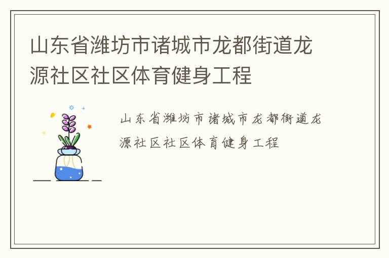 山東省濰坊市諸城市龍都街道龍源社區社區體育健身工程