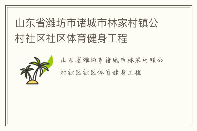 山東省濰坊市諸城市林家村鎮(zhèn)公村社區(qū)社區(qū)體育健身工程