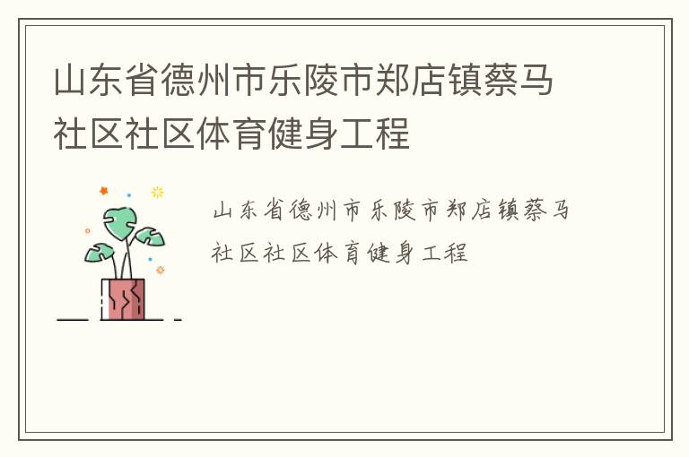 山東省德州市樂陵市鄭店鎮蔡馬社區社區體育健身工程
