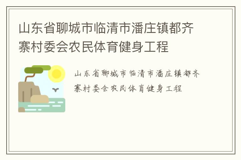 山東省聊城市臨清市潘莊鎮都齊寨村委會農民體育健身工程
