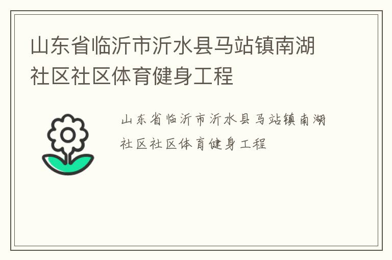 山東省臨沂市沂水縣馬站鎮南湖社區社區體育健身工程