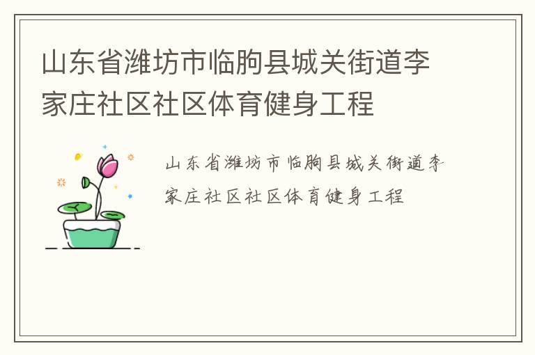 山東省濰坊市臨朐縣城關街道李家莊社區社區體育健身工程