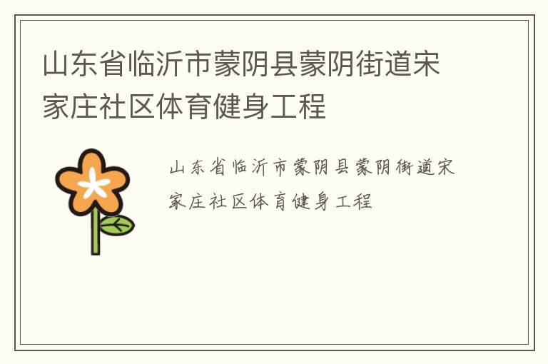 山東省臨沂市蒙陰縣蒙陰街道宋家莊社區體育健身工程