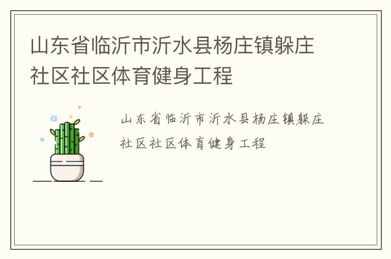 山東省臨沂市沂水縣楊莊鎮躲莊社區社區體育健身工程