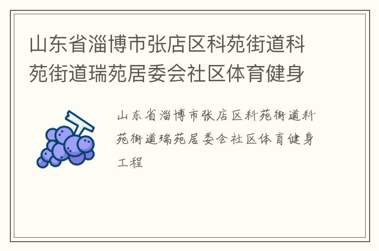 山東省淄博市張店區科苑街道科苑街道瑞苑居委會社區體育健身工程