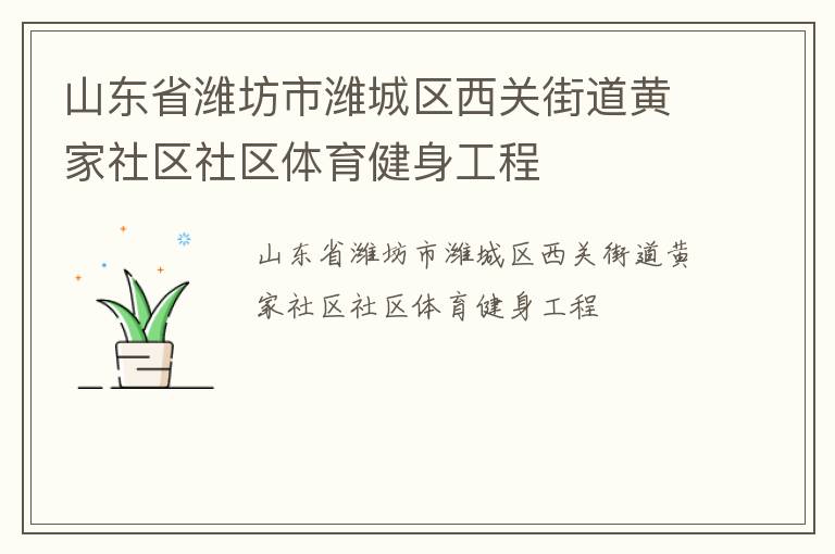 山東省濰坊市濰城區西關街道黃家社區社區體育健身工程
