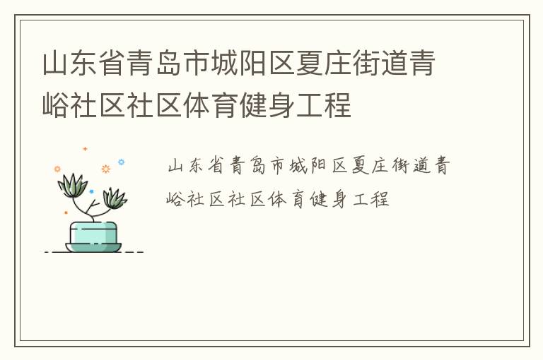 山東省青島市城陽區夏莊街道青峪社區社區體育健身工程