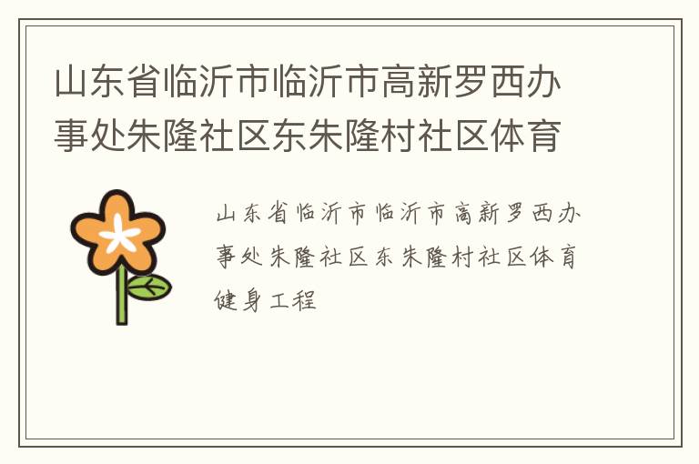山東省臨沂市臨沂市高新羅西辦事處朱隆社區東朱隆村社區體育健身工程
