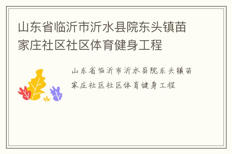 山東省臨沂市沂水縣院東頭鎮苗家莊社區社區體育健身工程