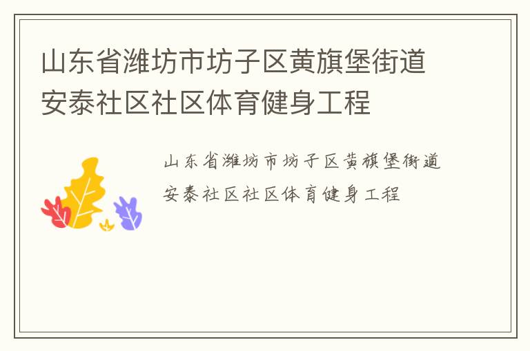 山東省濰坊市坊子區黃旗堡街道安泰社區社區體育健身工程