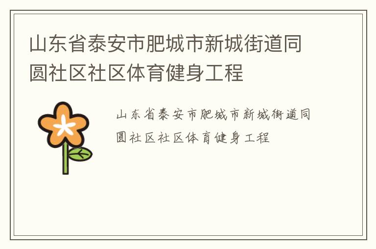 山東省泰安市肥城市新城街道同圓社區社區體育健身工程