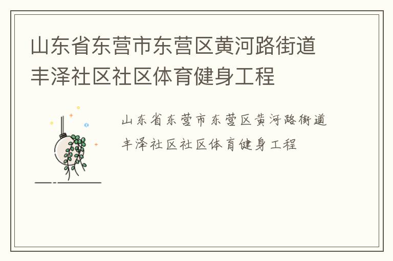 山東省東營市東營區黃河路街道豐澤社區社區體育健身工程
