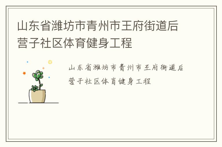 山東省濰坊市青州市王府街道后營子社區體育健身工程